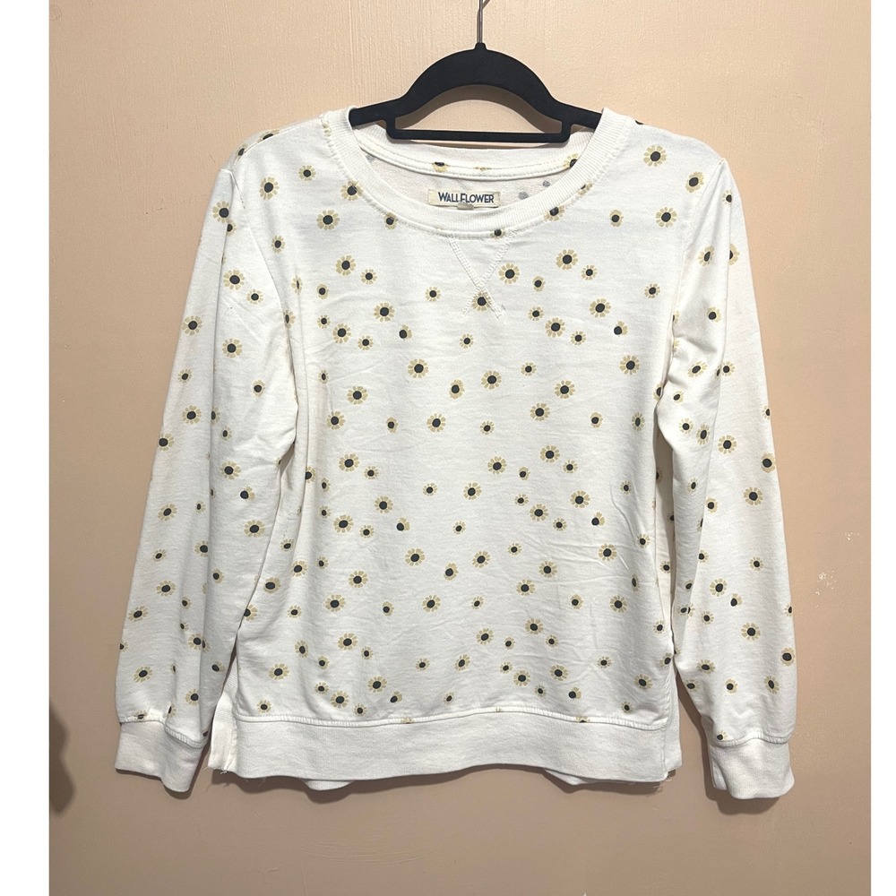 Wallflower Sunflower Print Pullover Oversized Sweatshirt Cotton Blend Size Small